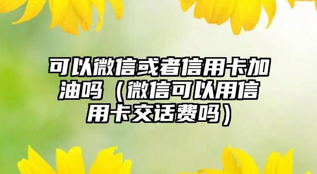 可以微信或者信用卡加油嗎（微信可以用信用卡交話費(fèi)嗎）