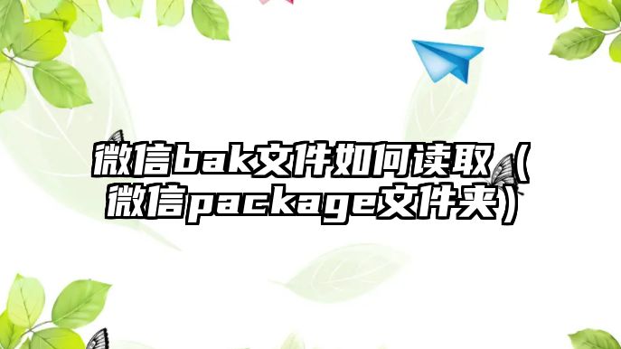 微信bak文件如何讀取（微信package文件夾）