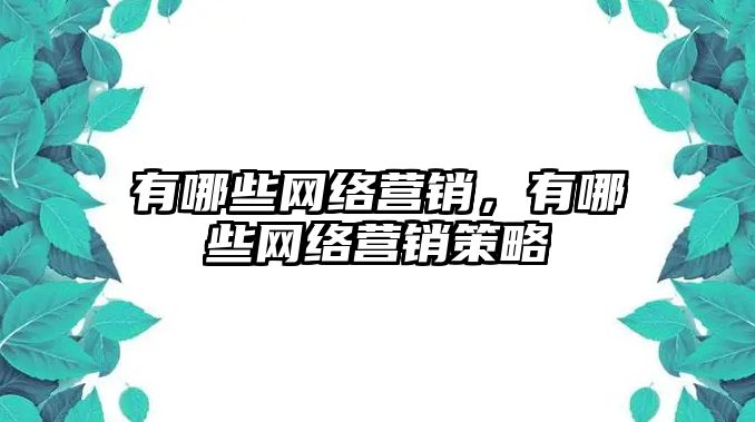 有哪些網(wǎng)絡(luò)營(yíng)銷(xiāo)，有哪些網(wǎng)絡(luò)營(yíng)銷(xiāo)策略