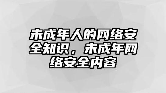 未成年人的網(wǎng)絡(luò)安全知識(shí)，未成年網(wǎng)絡(luò)安全內(nèi)容