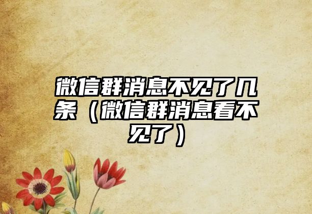 微信群消息不見(jiàn)了幾條（微信群消息看不見(jiàn)了）