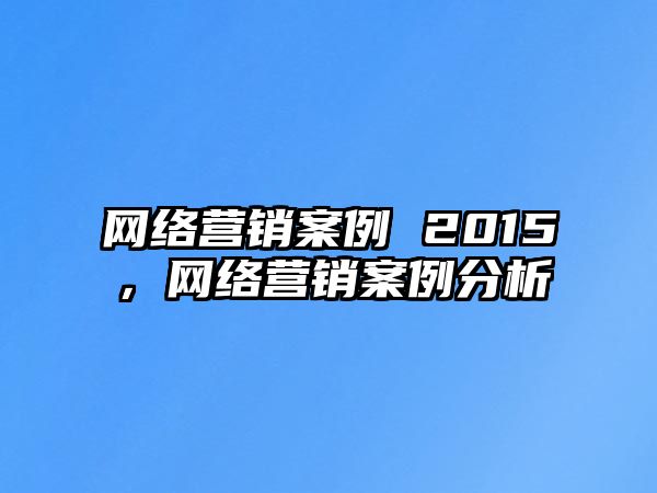 網絡營銷案例 2015，網絡營銷案例分析