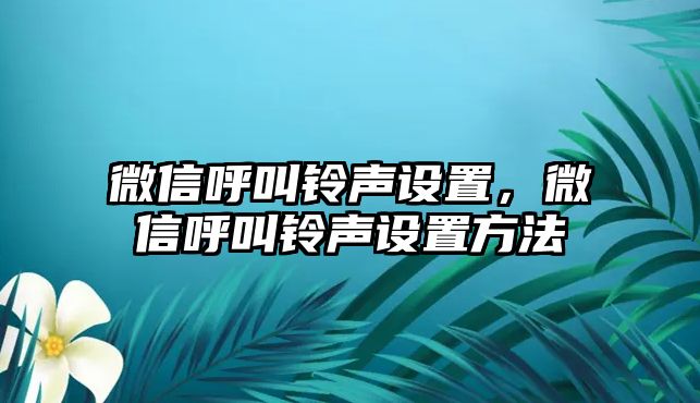 微信呼叫鈴聲設(shè)置，微信呼叫鈴聲設(shè)置方法