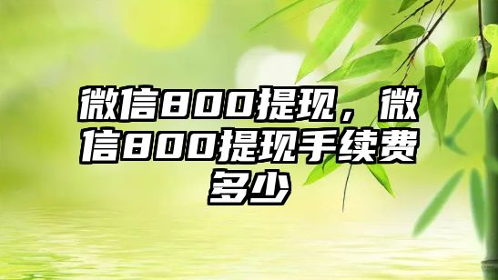 微信800提現(xiàn)，微信800提現(xiàn)手續(xù)費多少