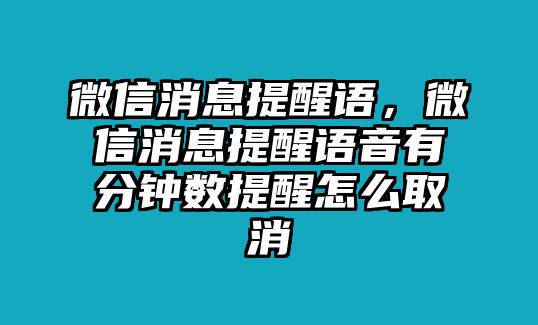 微信消息提醒語(yǔ)，微信消息提醒語(yǔ)音有分鐘數(shù)提醒怎么取消