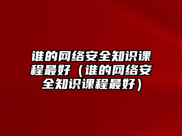 誰的網(wǎng)絡(luò)安全知識課程最好（誰的網(wǎng)絡(luò)安全知識課程最好）