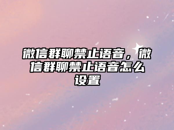 微信群聊禁止語(yǔ)音，微信群聊禁止語(yǔ)音怎么設(shè)置