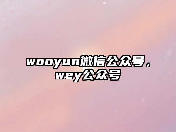 wooyun微信公眾號，wey公眾號