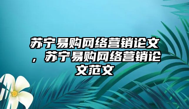 蘇寧易購網(wǎng)絡(luò)營銷論文，蘇寧易購網(wǎng)絡(luò)營銷論文范文