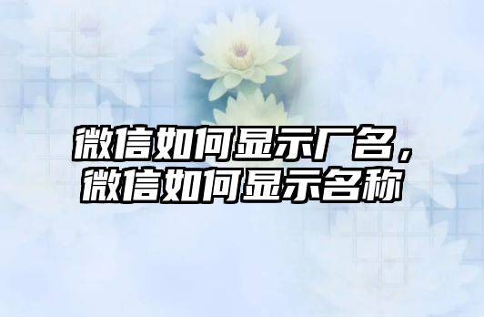 微信如何顯示廠名，微信如何顯示名稱