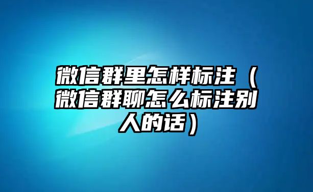 微信群里怎樣標注（微信群聊怎么標注別人的話）