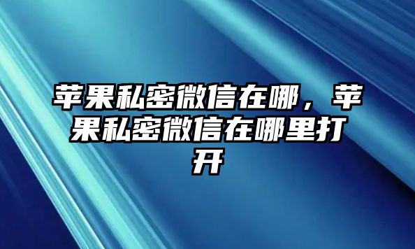 蘋果私密微信在哪，蘋果私密微信在哪里打開