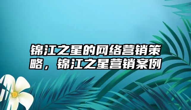 錦江之星的網(wǎng)絡(luò)營(yíng)銷策略，錦江之星營(yíng)銷案例