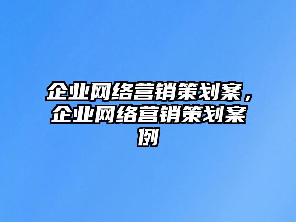 企業(yè)網(wǎng)絡(luò)營銷策劃案，企業(yè)網(wǎng)絡(luò)營銷策劃案例