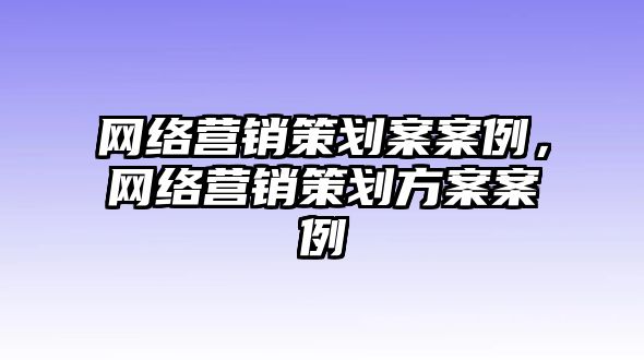 網(wǎng)絡(luò)營銷策劃案案例，網(wǎng)絡(luò)營銷策劃方案案例