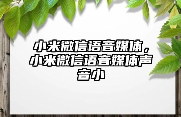 小米微信語音媒體，小米微信語音媒體聲音小