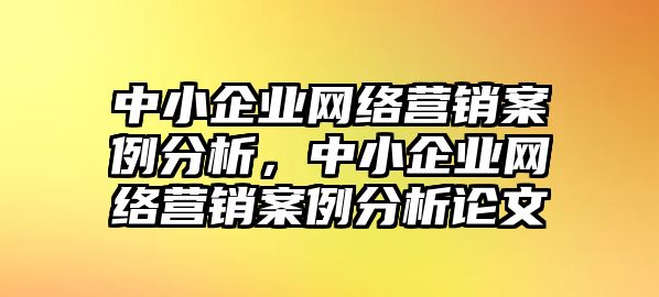 中小企業(yè)網(wǎng)絡(luò)營銷案例分析，中小企業(yè)網(wǎng)絡(luò)營銷案例分析論文