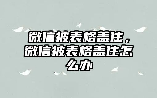 微信被表格蓋住，微信被表格蓋住怎么辦