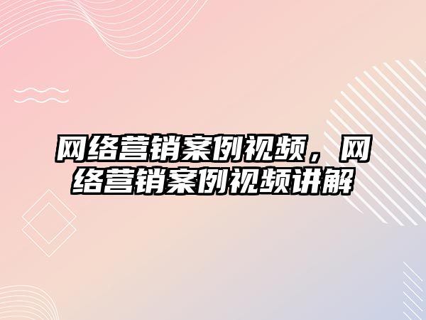 網絡營銷案例視頻，網絡營銷案例視頻講解