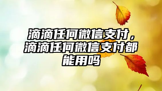 滴滴任何微信支付，滴滴任何微信支付都能用嗎