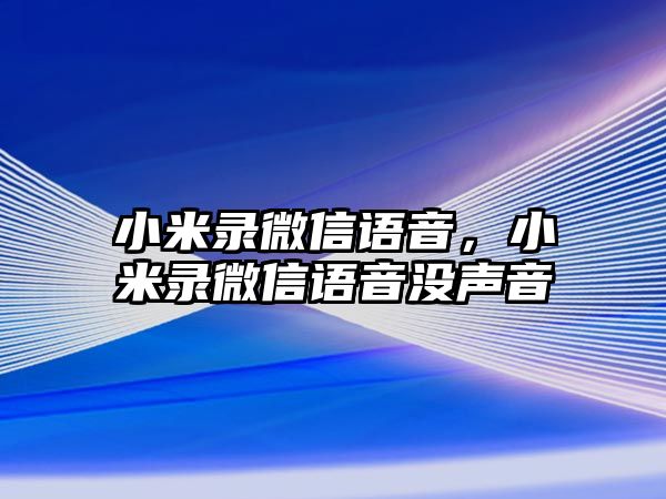 小米錄微信語音，小米錄微信語音沒聲音