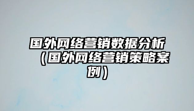 國外網(wǎng)絡(luò)營銷數(shù)據(jù)分析（國外網(wǎng)絡(luò)營銷策略案例）