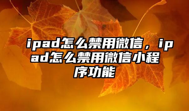 ipad怎么禁用微信，ipad怎么禁用微信小程序功能