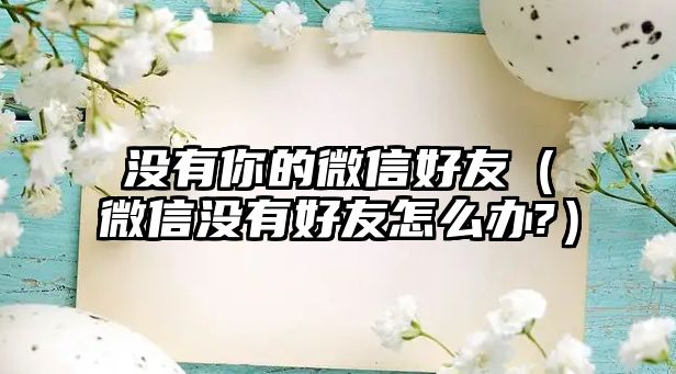 沒有你的微信好友（微信沒有好友怎么辦?）