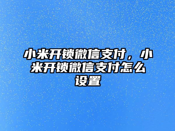 小米開鎖微信支付，小米開鎖微信支付怎么設(shè)置