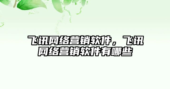 飛訊網絡營銷軟件，飛訊網絡營銷軟件有哪些