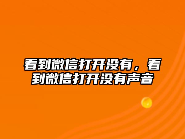 看到微信打開(kāi)沒(méi)有，看到微信打開(kāi)沒(méi)有聲音