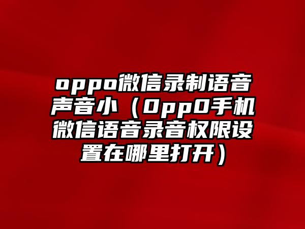 oppo微信錄制語音聲音小（0pp0手機(jī)微信語音錄音權(quán)限設(shè)置在哪里打開）