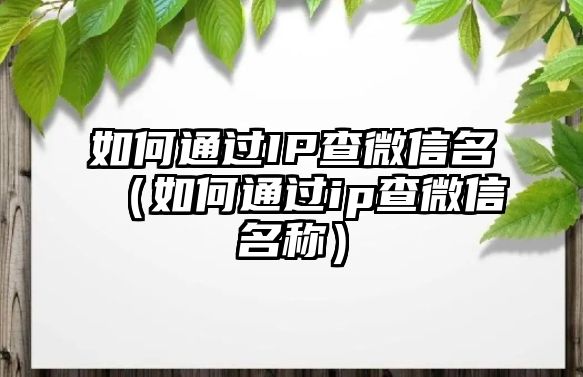 如何通過IP查微信名（如何通過ip查微信名稱）