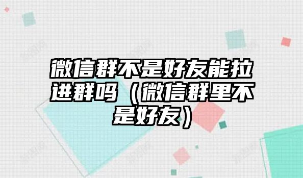 微信群不是好友能拉進(jìn)群嗎（微信群里不是好友）