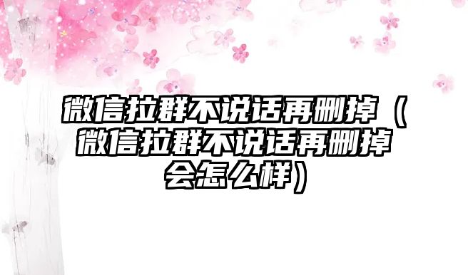 微信拉群不說話再刪掉（微信拉群不說話再刪掉會怎么樣）