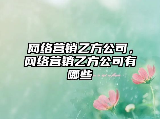 網(wǎng)絡(luò)營(yíng)銷乙方公司，網(wǎng)絡(luò)營(yíng)銷乙方公司有哪些