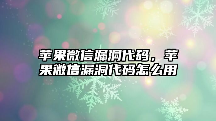 蘋果微信漏洞代碼，蘋果微信漏洞代碼怎么用