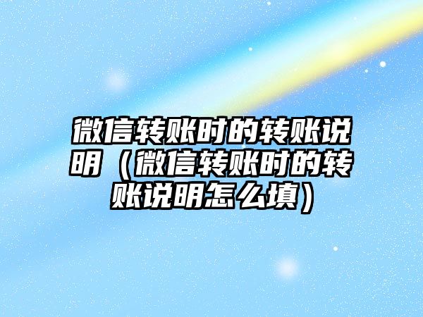 微信轉賬時的轉賬說明（微信轉賬時的轉賬說明怎么填）