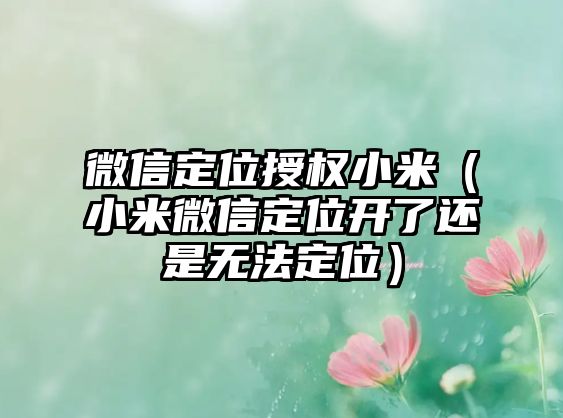 微信定位授權小米（小米微信定位開了還是無法定位）