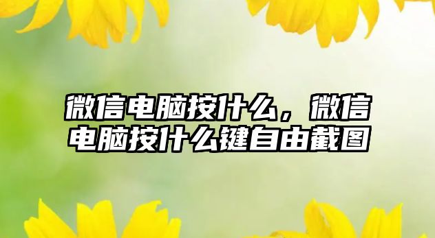 微信電腦按什么，微信電腦按什么鍵自由截圖