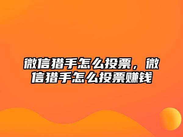 微信獵手怎么投票，微信獵手怎么投票賺錢