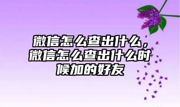 微信怎么查出什么，微信怎么查出什么時(shí)候加的好友