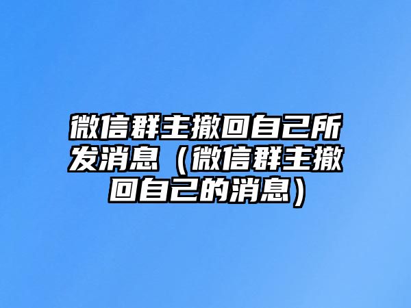 微信群主撤回自己所發(fā)消息（微信群主撤回自己的消息）