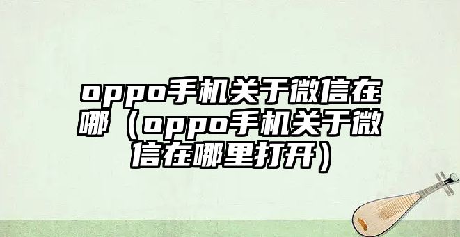 oppo手機關于微信在哪（oppo手機關于微信在哪里打開）