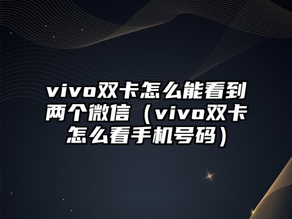 vivo雙卡怎么能看到兩個微信（vivo雙卡怎么看手機號碼）