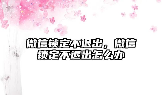 微信鎖定不退出，微信鎖定不退出怎么辦