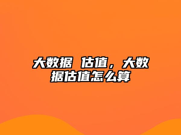 大數(shù)據(jù) 估值，大數(shù)據(jù)估值怎么算