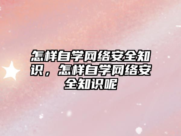 怎樣自學網絡安全知識，怎樣自學網絡安全知識呢