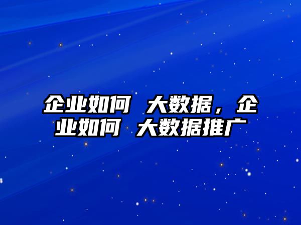 企業(yè)如何 大數(shù)據(jù)，企業(yè)如何 大數(shù)據(jù)推廣