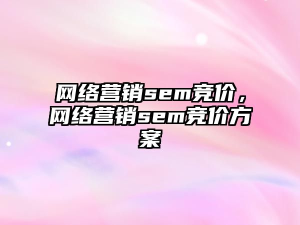 網絡營銷sem競價，網絡營銷sem競價方案